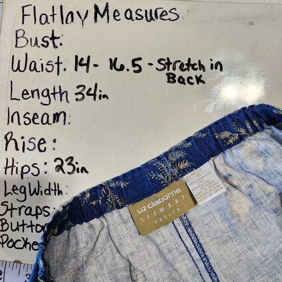 Vintage blue Linen plant print long skirt - Picture 9 of 9